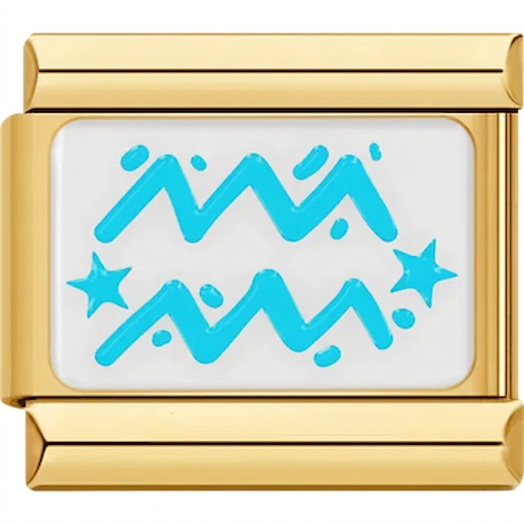 Aquarius Zodiac Italian Charm